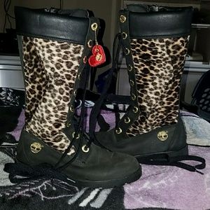 Tall Cheetah Print Timberland Boots 6.5